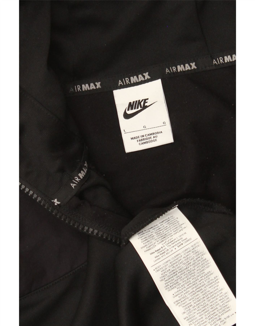 Nike Herre grafisk hættetrøje med lynlås, stor sort polyester