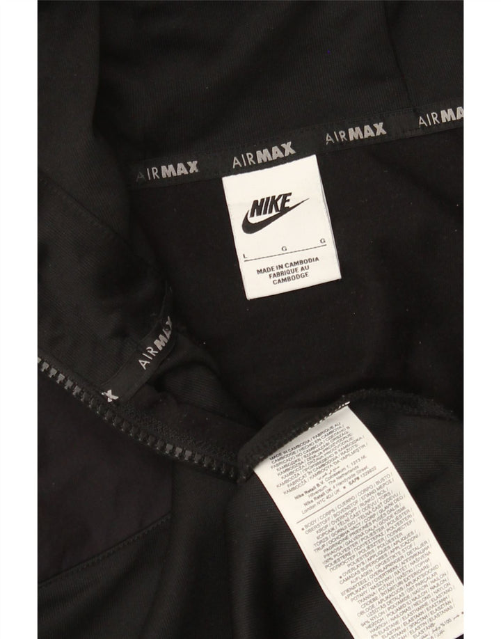 Nike Herre grafisk hættetrøje med lynlås, stor sort polyester