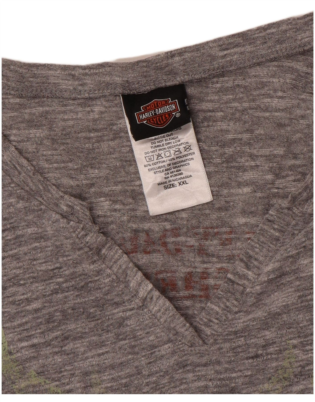 Harley Davidson Herre Grafisk Top Langærmet 2XL Grå Flecked Bomuld