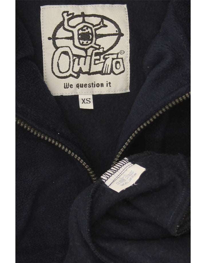 VINTAGE Mens Zip Neck Fleece Jumper XS Navy Blue Polyester