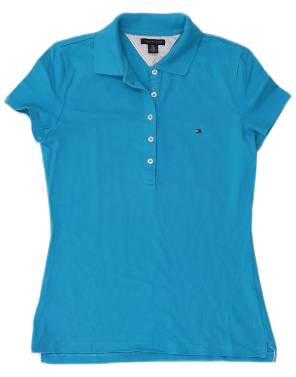 TOMMY HILFIGER Dame poloshirt UK 10 Small Blue Cotton