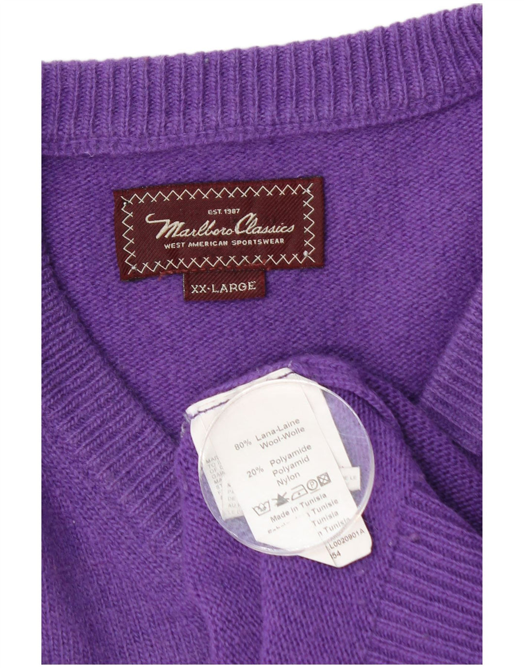 Marlboro Classics Herre V-hals sweater 2XL Lilla Uld