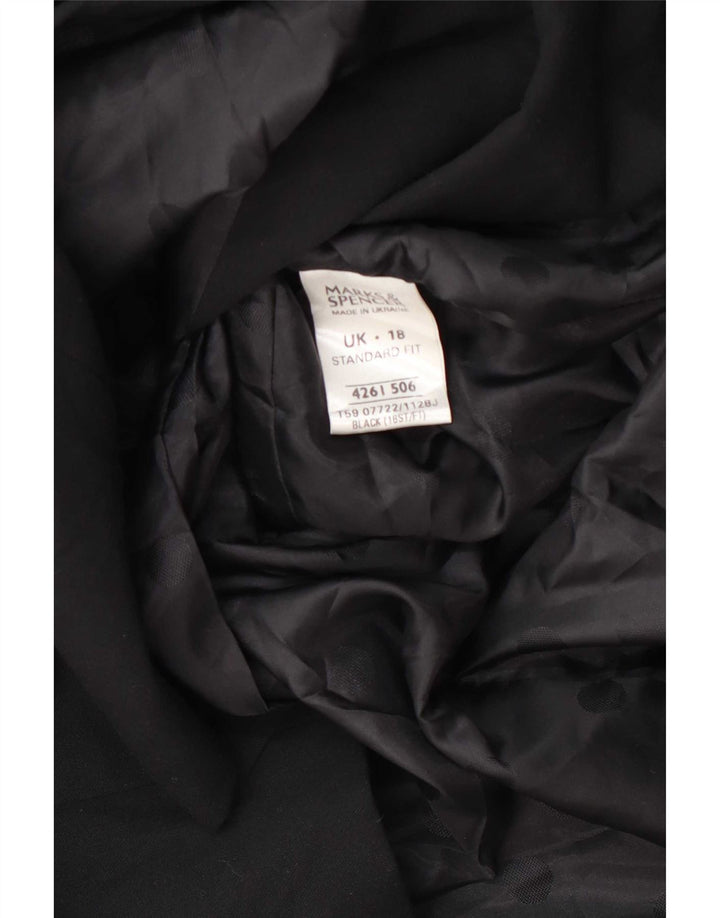 Marks & Spencer Dame 1 knap Standard Fit Blazer Jacket UK 18 XL Sort