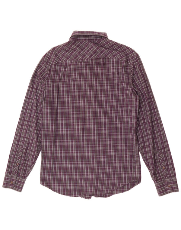 Penguin Mens Heritage Slim Fit Flannel Shirt Small Purple Check Cotton