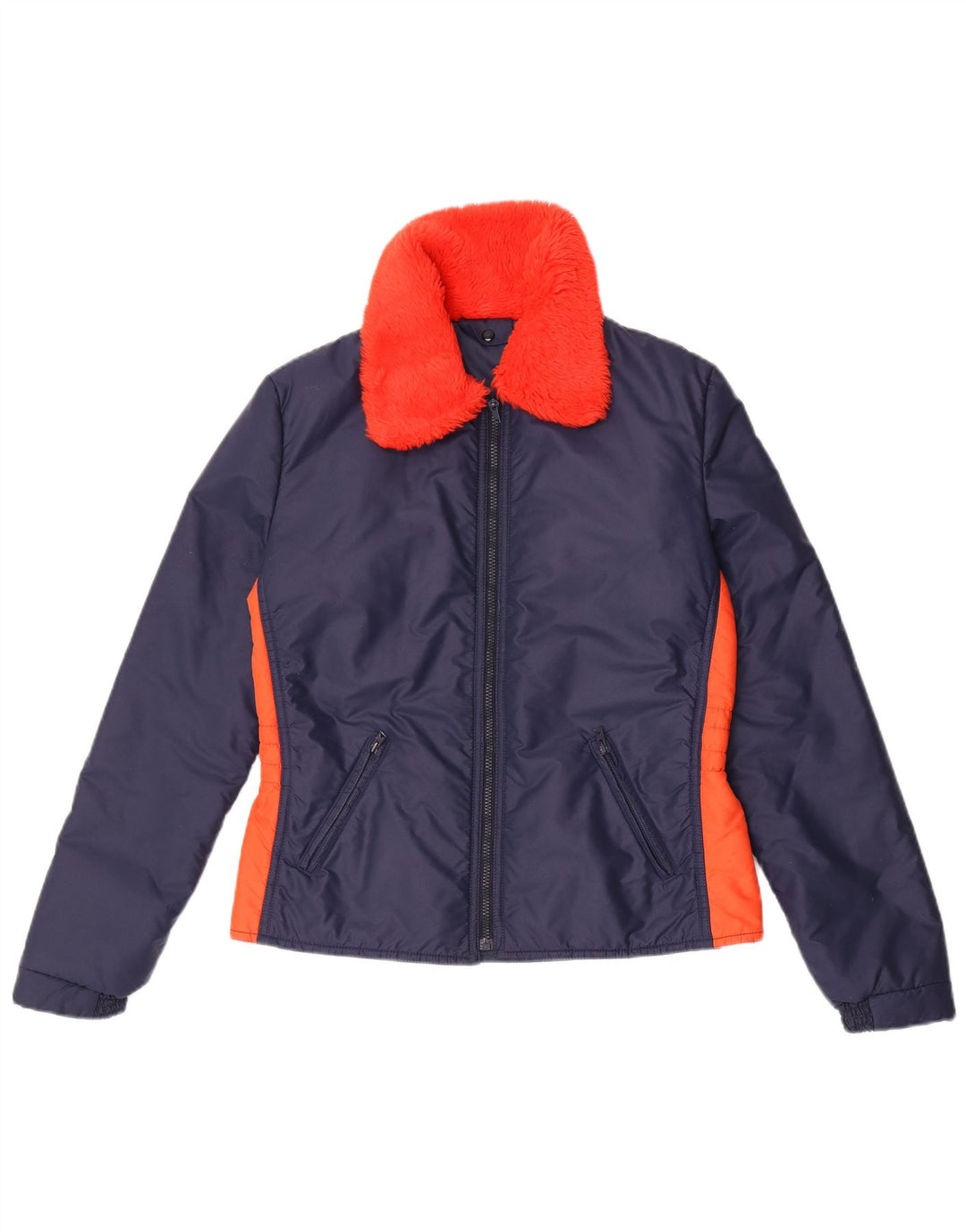 Vintage vindjakke til kvinder IT 50 XL Marineblå Colourblock Nylon