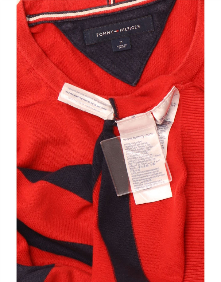 TOMMY HILFIGER Herre sweater med rund hals, mellemrød stribet bomuld