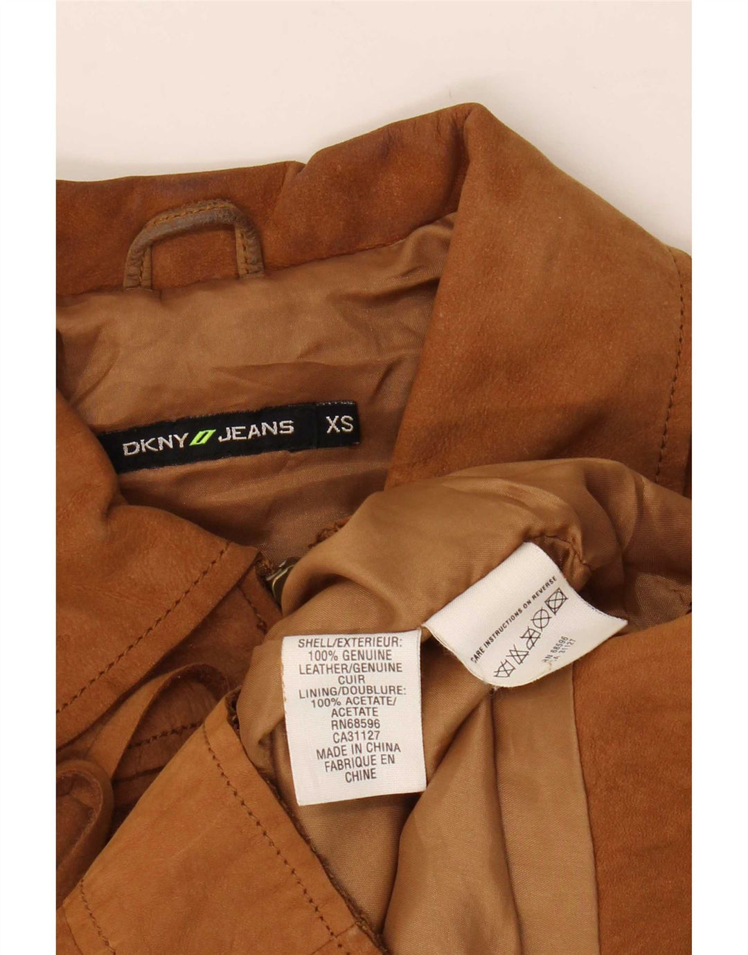 Dkny Dame Crop Ruskindsjakke UK 6 XS Beige Læder