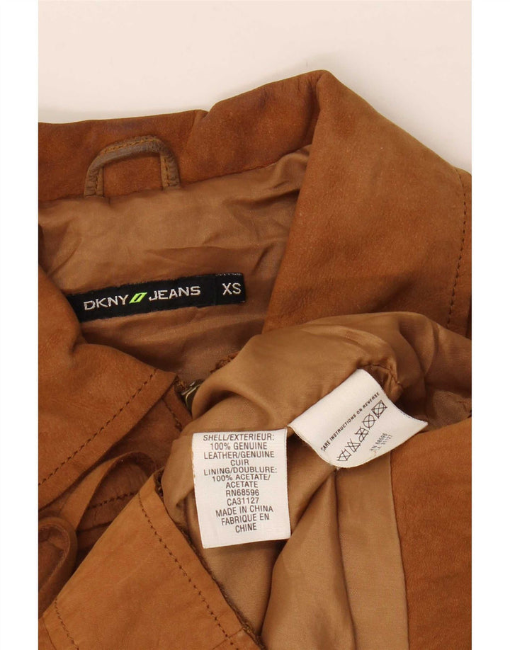 Dkny Dame Crop Ruskindsjakke UK 6 XS Beige Læder