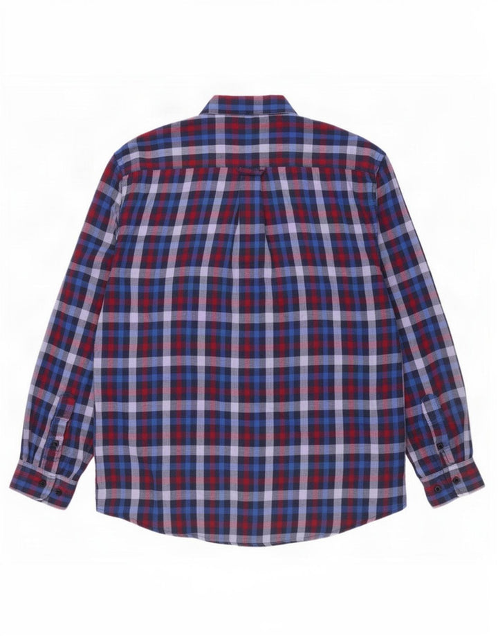 James Pringle herre flannelskjorte stor marineblå ternet polyester