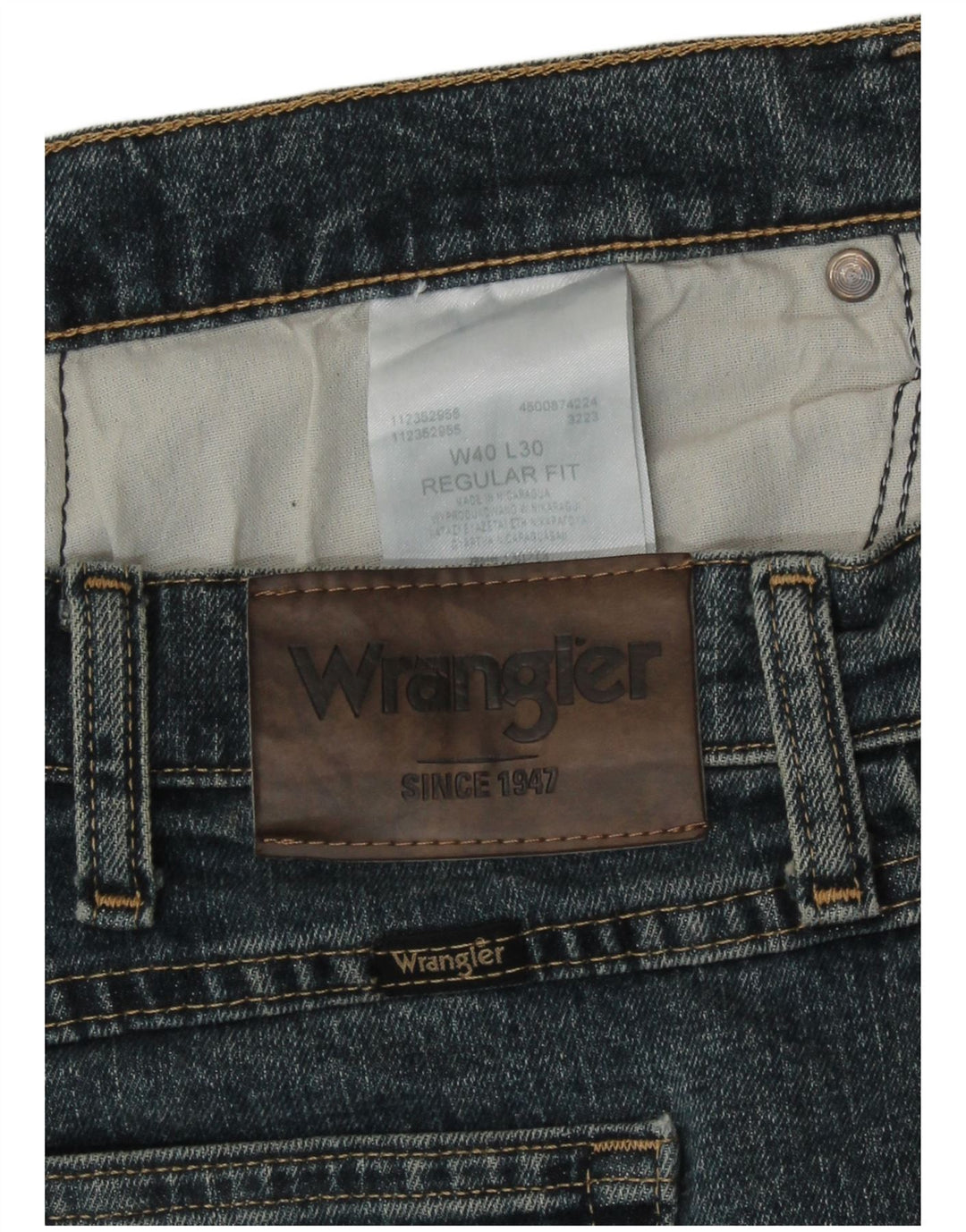 Wrangler Herre Regular Fit Straight Jeans W40 L30 Blå Bomuld