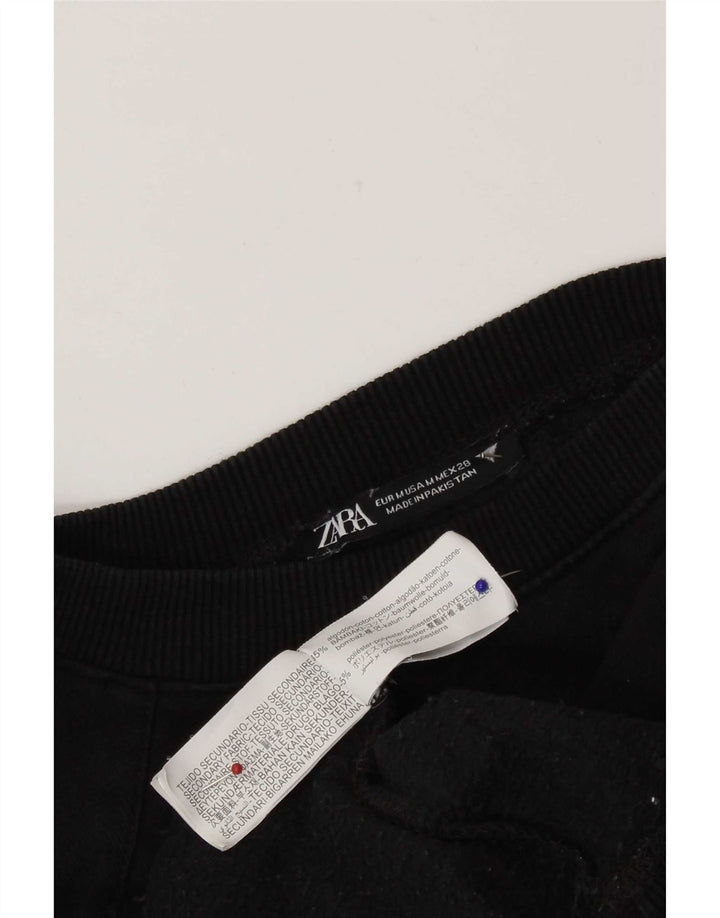 Zara Womens Crop Oversized Sweatshirt Jumper UK 14 Medium Sort Bomuld