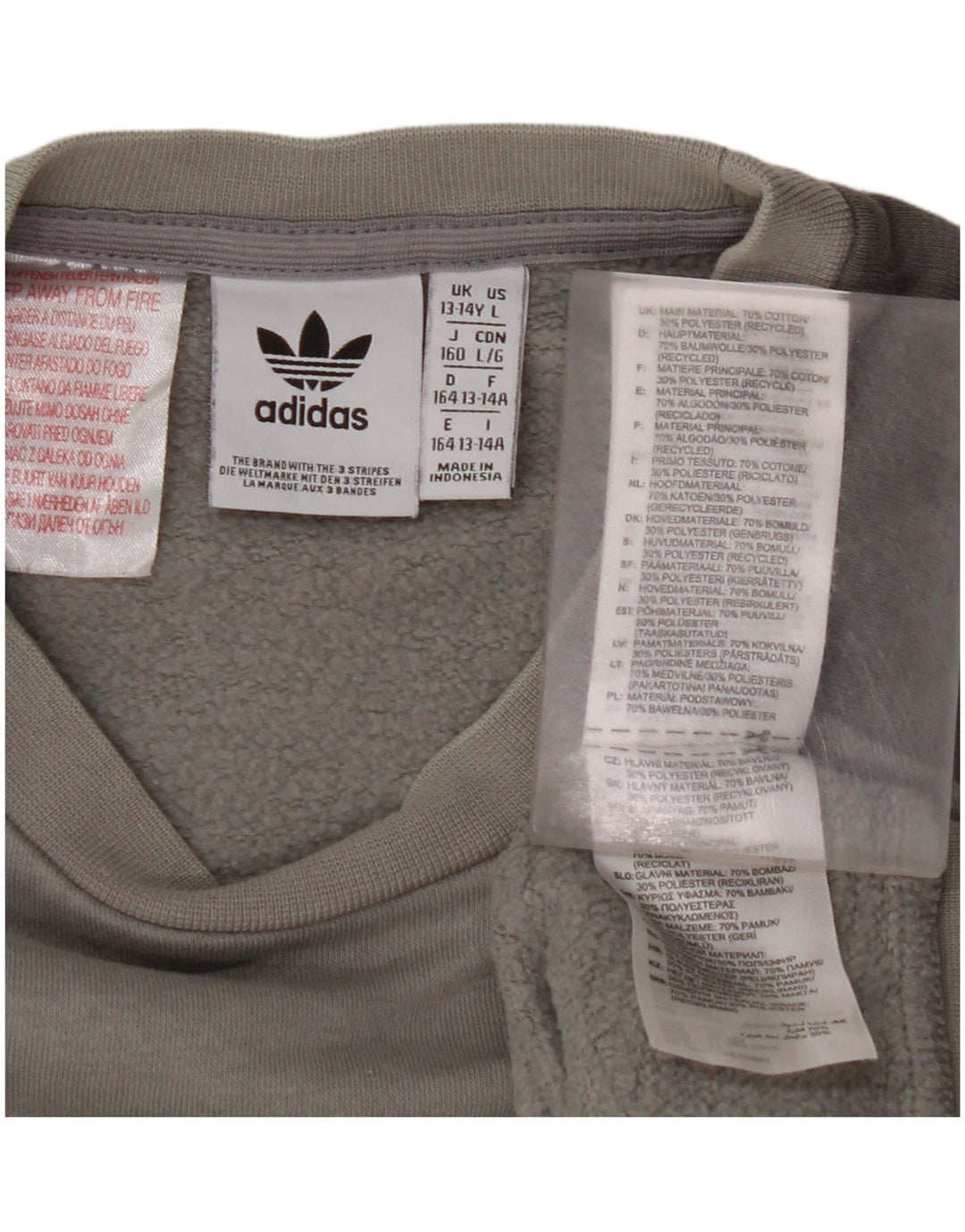 ADIDAS Grafisk Sweatshirt-trøje til drenge 13-14 år Grå Colourblock Bomuld