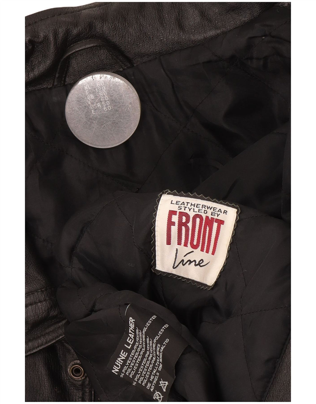 Front Line Herre Læderjakke UK 50 2XL Sort Læder