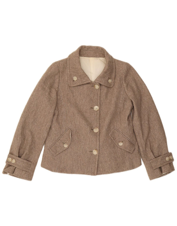 Vintage dame 4-knaps blazerjakke IT 44 Medium Beige Bomuld