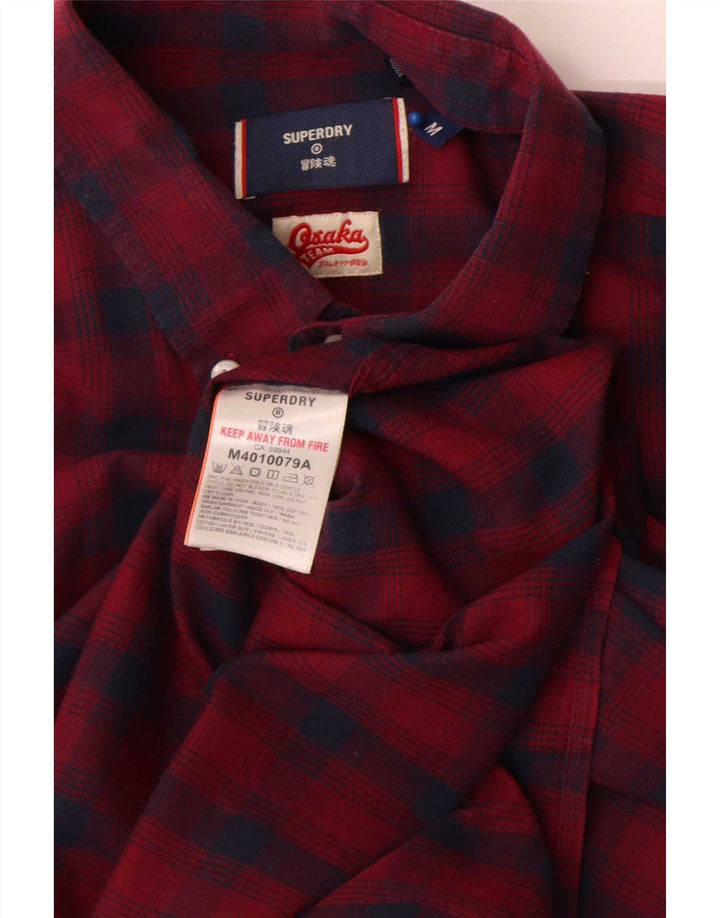Superdry Flanelskjorte til mænd Medium Bourgogne ternet bomuld