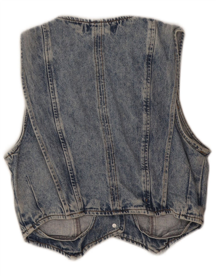 Zara Dame Denim Vest UK 10 Lille Blå Bomuld