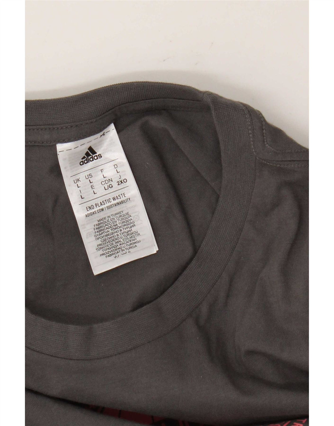 Adidas Herre Grafisk T-Shirt Top Stor Grå Bomuld
