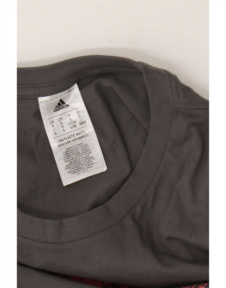Adidas Herre Grafisk T-Shirt Top Stor Grå Bomuld