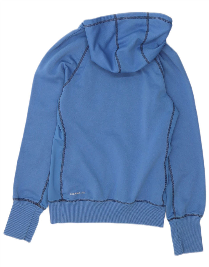 Nike Graphic Hoodie Jumper UK 10 Small Blue Polyester