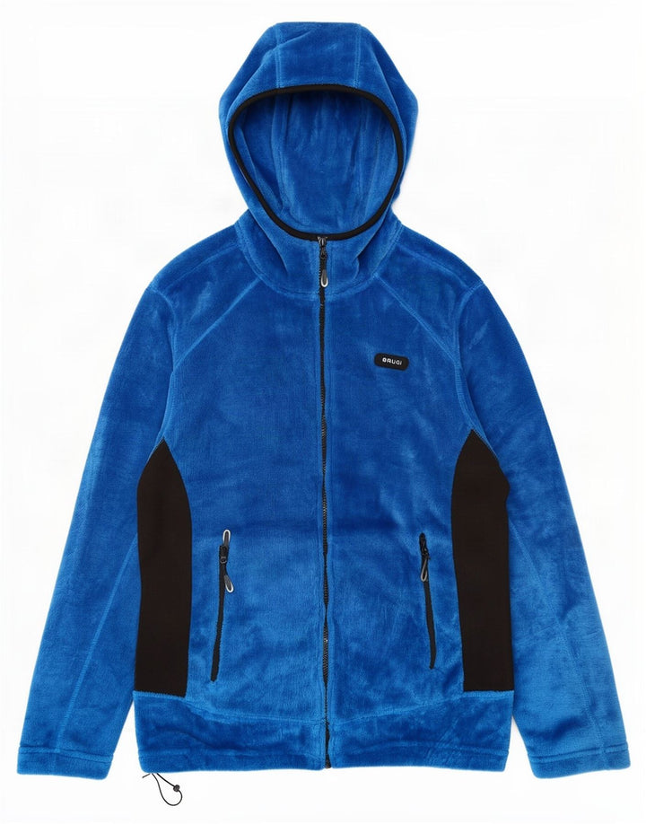 Brugi Herre hættejakke i fleece UK 40 Large Blue Colourblock Polyester