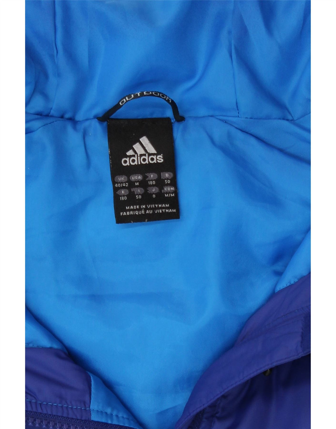 Adidas Herre hættepolstret jakke UK 40/42 Medium Blue Colourblock