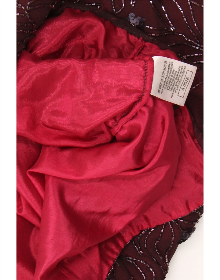 VINTAGE Kvinders Ærmeløs Skede Kjole UK 12 Medium Burgundy Floral