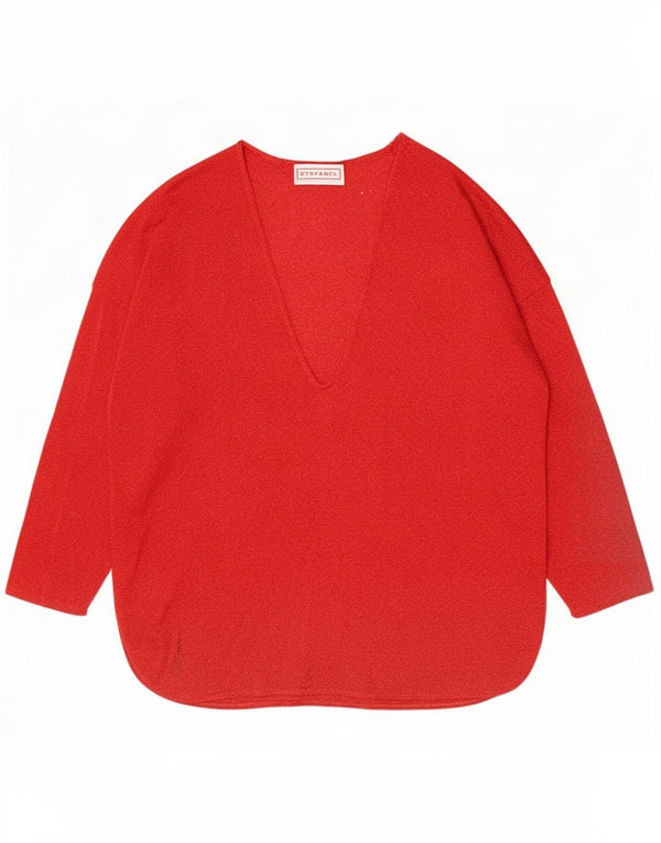 Stefanel Dame Oversized Top Langærmet UK 10 Small Rød Flecked Rayon