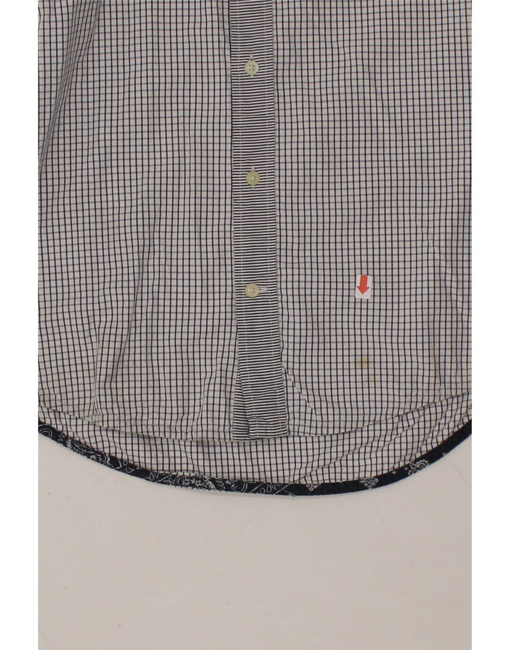 TOMMY HILFIGER Mens Short Sleeve Shirt Medium Navy Blue Check Cotton Vintage Tommy Hilfiger and Second-Hand Tommy Hilfiger from Messina Hembry 