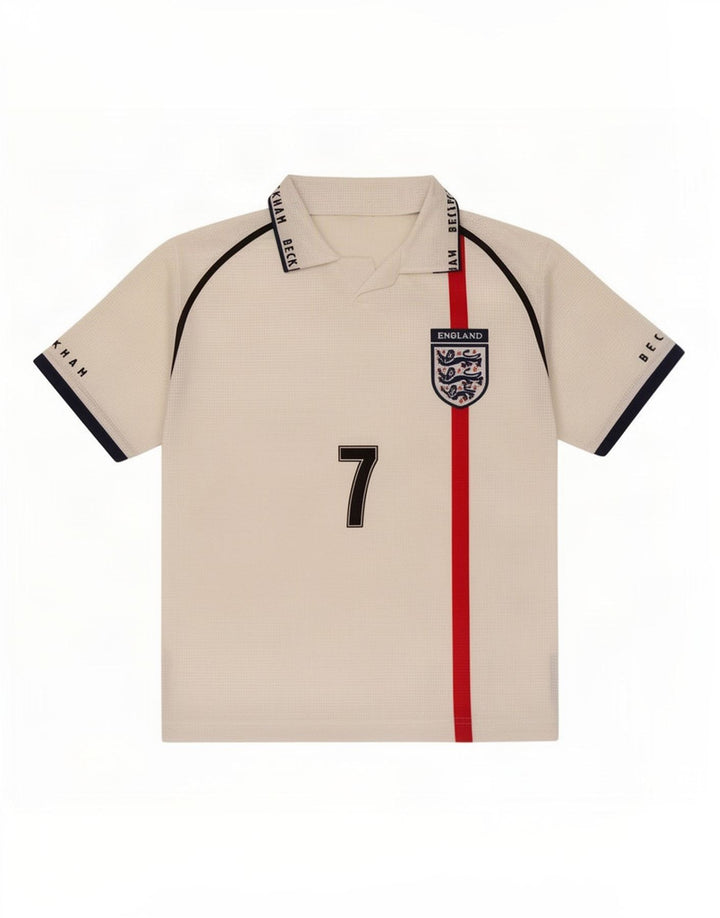 Vintage Herre England Grafisk Polo Shirt Lille hvid polyester