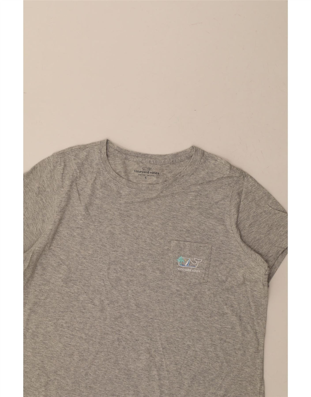 VINEYARD VINES Mens Graphic T-Shirt Top Large Grey Flecked Cotton Vintage Vineyard Vines and Second-Hand Vineyard Vines from Messina Hembry 