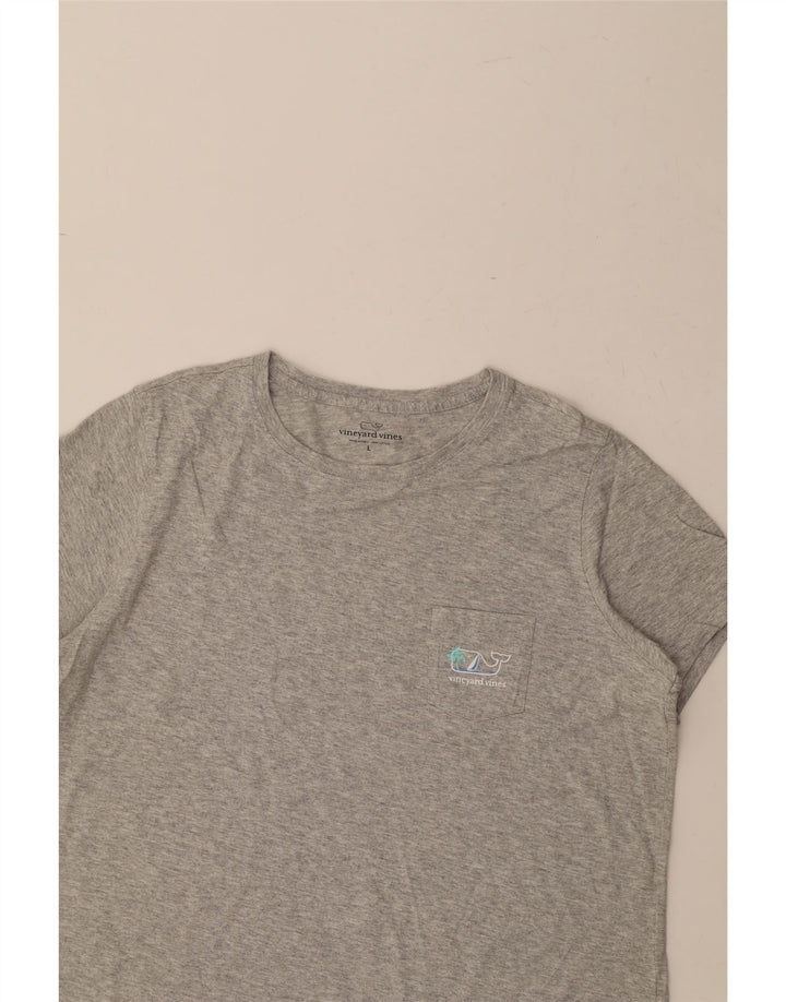 VINEYARD VINES Mens Graphic T-Shirt Top Large Grey Flecked Cotton Vintage Vineyard Vines and Second-Hand Vineyard Vines from Messina Hembry 