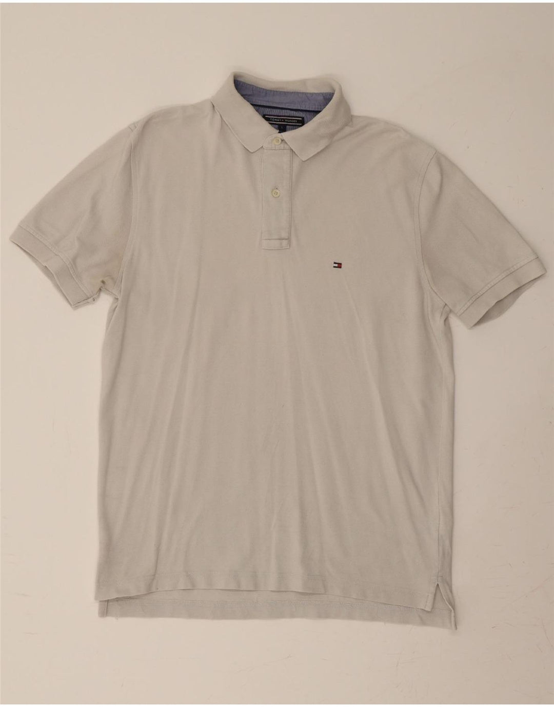 TOMMY HILFIGER Mens Polo Shirt Large Grey Cotton Vintage Tommy Hilfiger and Second-Hand Tommy Hilfiger from Messina Hembry 