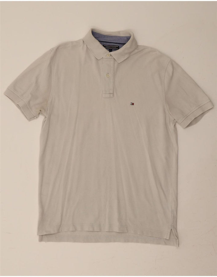 TOMMY HILFIGER Mens Polo Shirt Large Grey Cotton Vintage Tommy Hilfiger and Second-Hand Tommy Hilfiger from Messina Hembry 