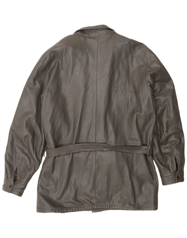Vintage Mens Leather Jacket IT 50 Large Grey
