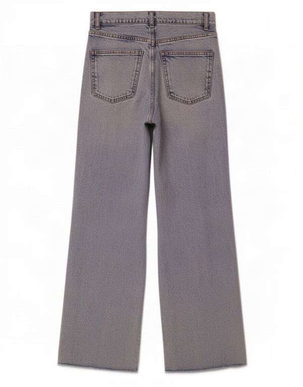Zara Dame Jeans med høj talje og brede ben EU 36 XS W26 L30 Blå Bomuld