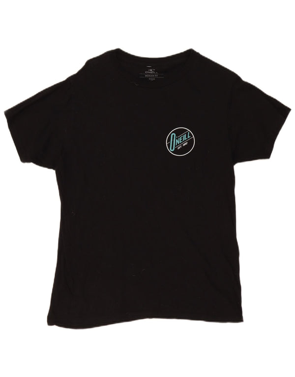 O'Neill Dame Modern Fit Grafisk T-Shirt Top UK 16 Medium Sort Bomuld