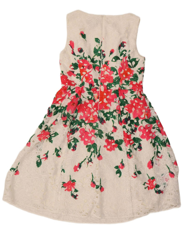Phase Eight Dame Ærmeløs Blonde A-Line Kjole UK 16 Large White Floral