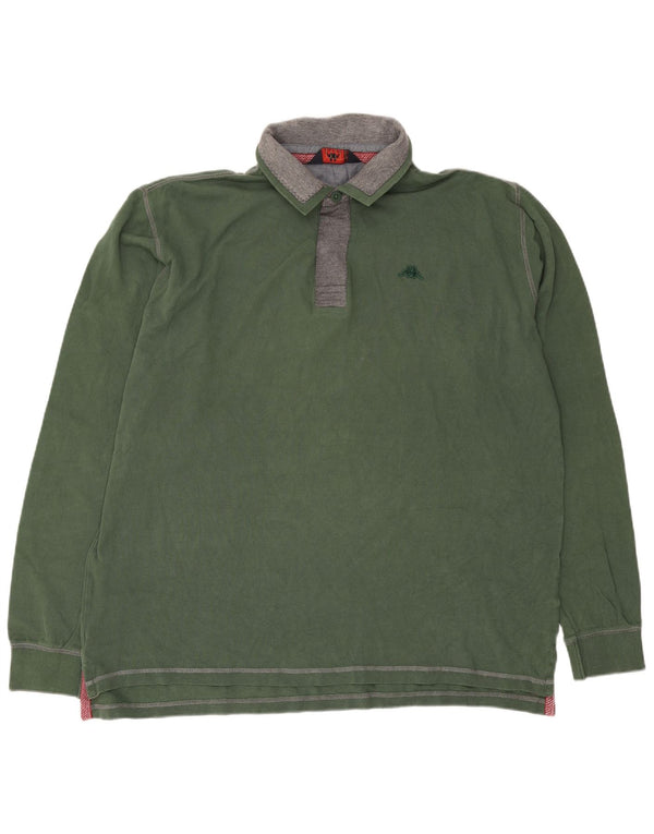 Kappa Langærmet Polo Shirt til mænd 3XL Grøn Bomuld