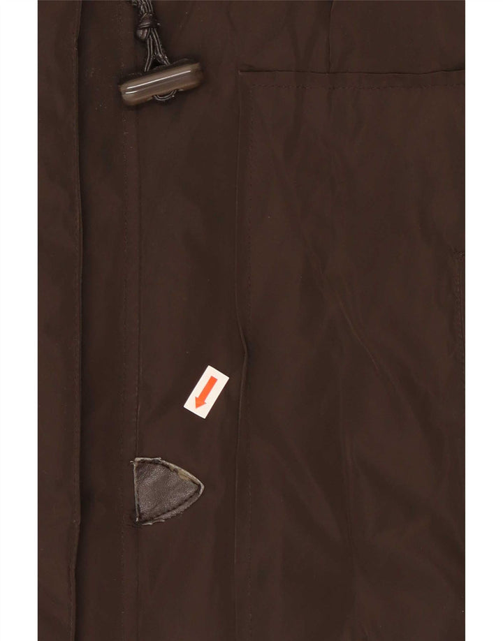 Trussardi Jeans Dame Hætte Polstret Frakke IT 46 Stor Brun Polyester