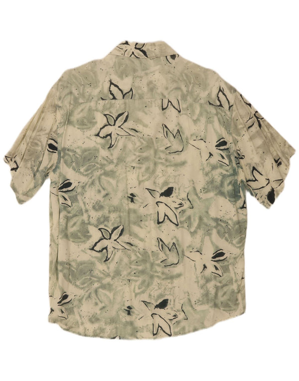 Vintage Mens Short Sleeve Shirt XL Green Floral Viscose