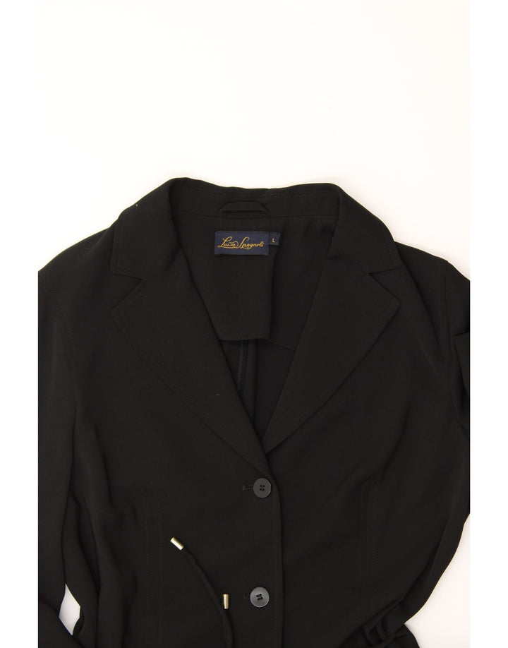 LUISA SPAGNOLI Womens 3 Button Blazer Jacket UK 16 Large Black Polyester Vintage Luisa Spagnoli and Second-Hand Luisa Spagnoli from Messina Hembry 