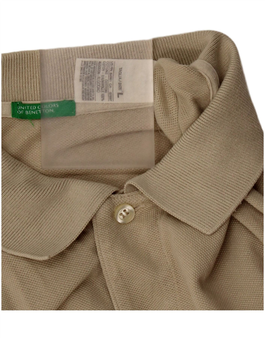 Benetton Herre poloshirt Stor Khaki Bomuld