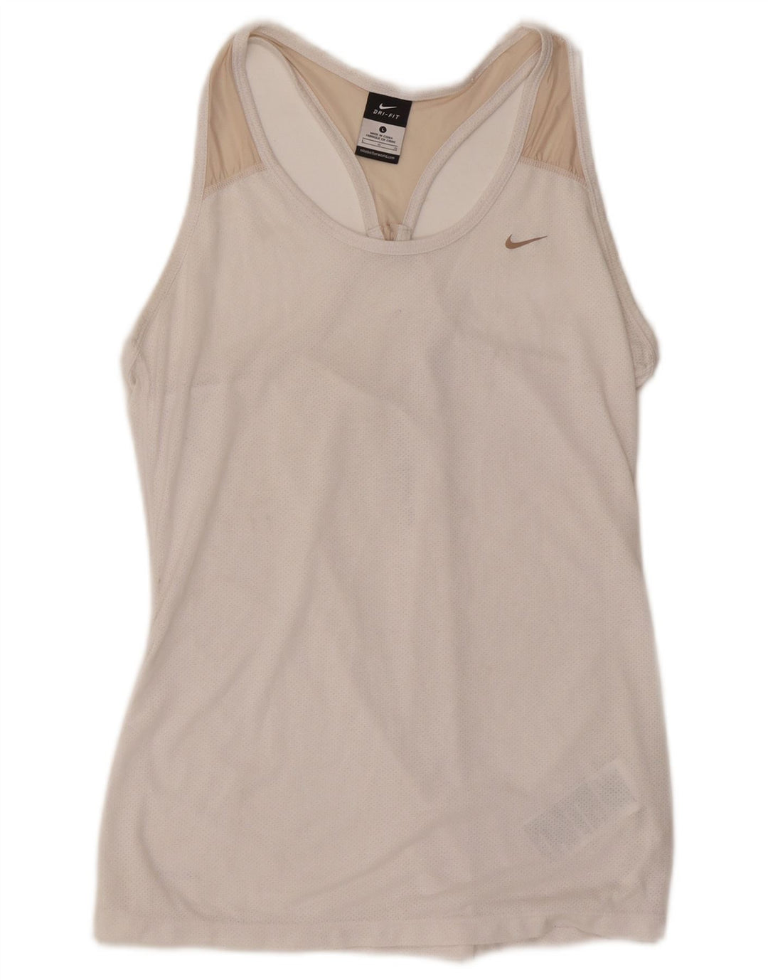 Nike Dame Dri Fit Vest Top UK 14 Large Off White Polyester