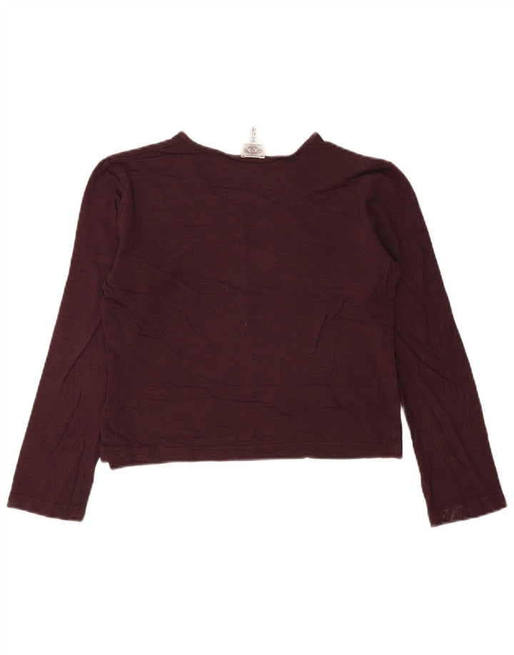 Armani Jeans Dame Crop Top Langærmet IT 44 Medium Burgundy Viscose