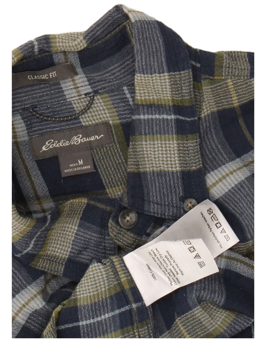 EDDIE BAUER Herre klassisk pasform flannelskjorte Medium marineblå ternet bomuld