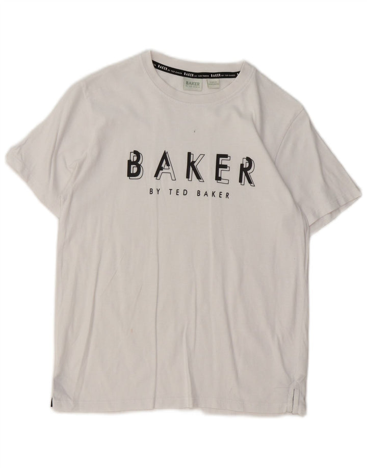 TED BAKER Drenge Grafisk T-Shirt Top 10-11 År Hvid Bomuld