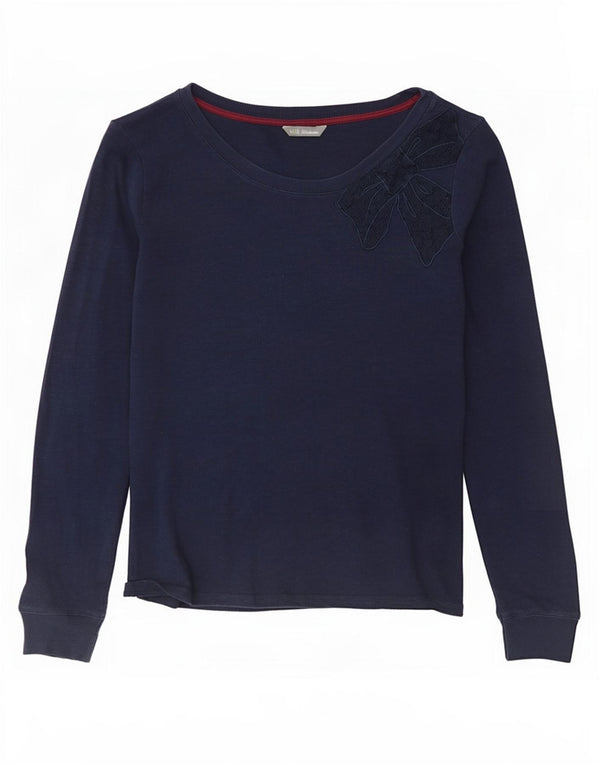 Marks & Spencer Dame Top Langærmet UK 14 Medium Navy Blue Floral