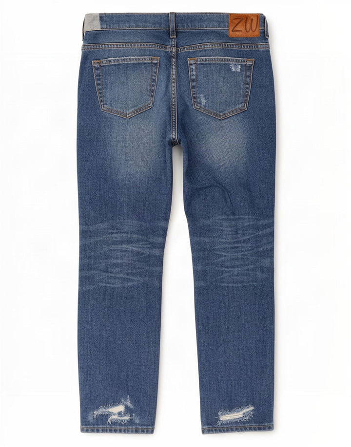 Zara Womens Distressed Cropped Jeans EU 40 Medium W30 L25 Blue