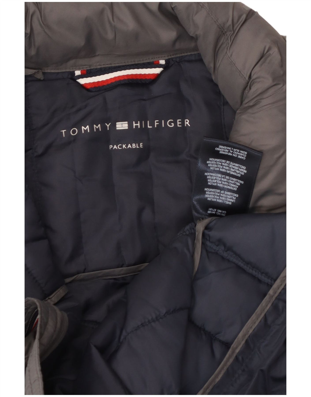 TOMMY HILFIGER Polstret herrejakke UK 36 Lille grå nylon