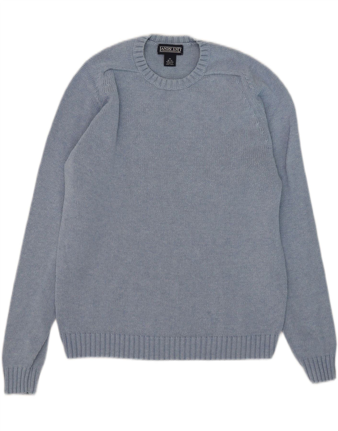 Lands End Dame Jumper Sweater UK 10/12 Medium Blue Cotton